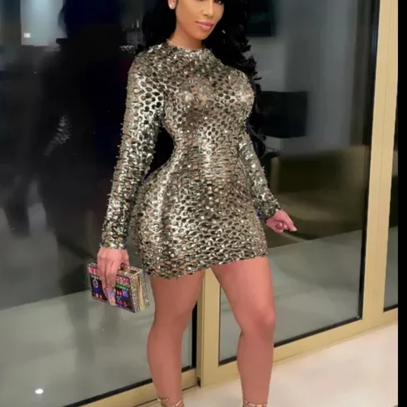 L.A.Charms | Dresses | Sexy Gold Sequin Bodycon Mini Nwt | Poshmark